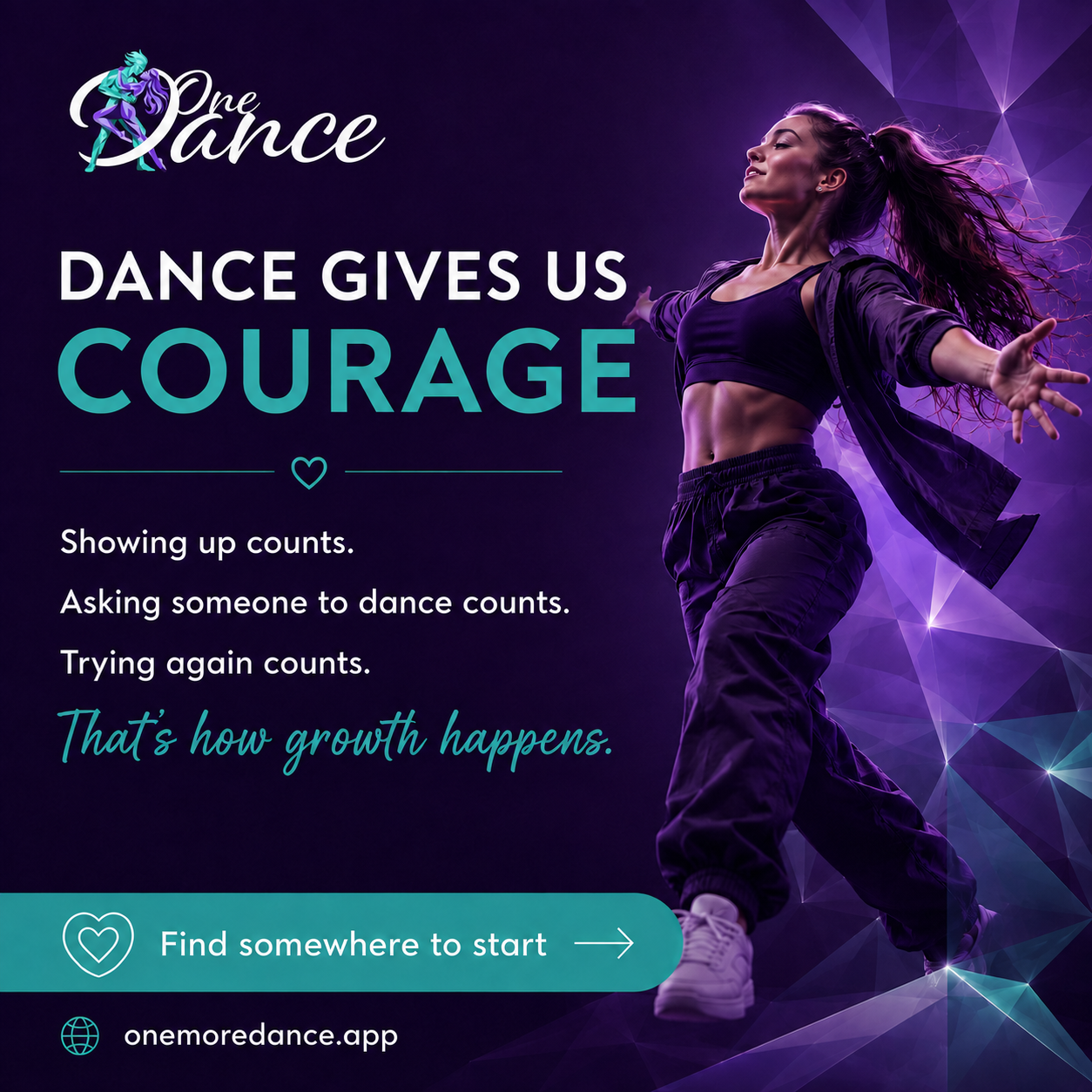 One More Dance neon advertising poster about courage